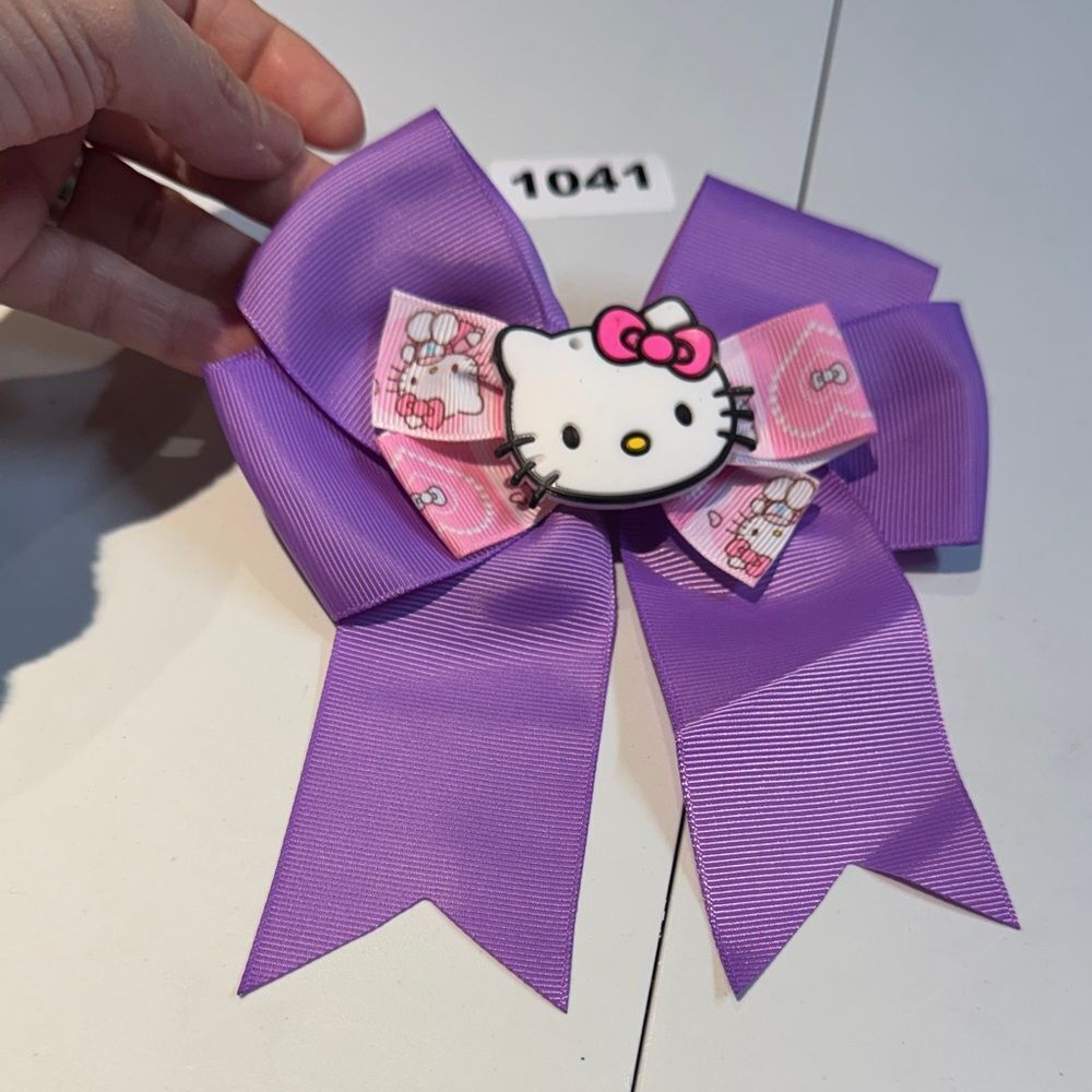 1041-Purple Color Hello Kitty Aligator Clip Hair Bow